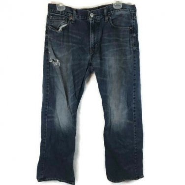 American Eagle Outfitters Men's Jeans Original Boot Cut Distressed Blue Jeans