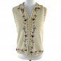 Classic Elements Women's Sweater  Floral Embroidered Sleeveless Size Small