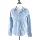 Fashion Bug Stretch Women's Shirt Blouse Striped Button Down Career Blue Size M