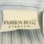 Fashion Bug Stretch Women's Shirt Blouse Striped Button Down Career Blue Size M