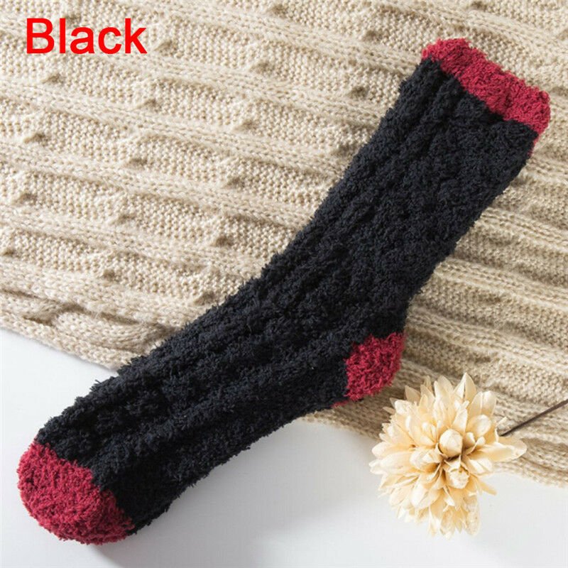 Extremely Cozy Cashmere Socks Women's Winter Warm Sleep Bed Floor Home Fluffy - Black