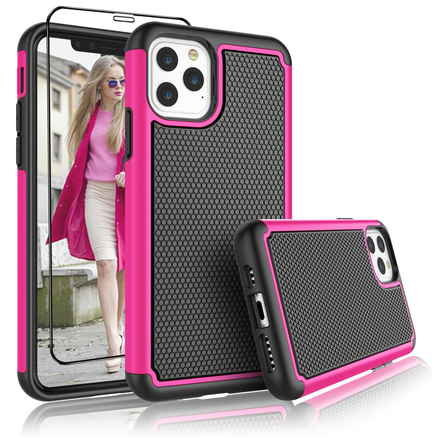 UNA SELLER Hot Pink Shockproof Cover For Apple iPhone 11 6.1" 2019 Phone Case