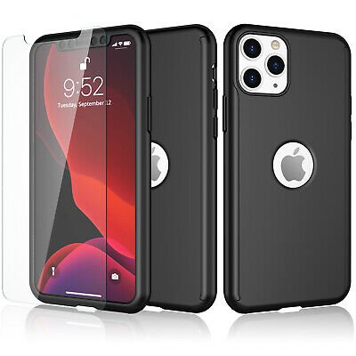 UNA SELLER For iPhone 11 Pro 360° Case Cover with Tempered Glass Screen Protector #Black