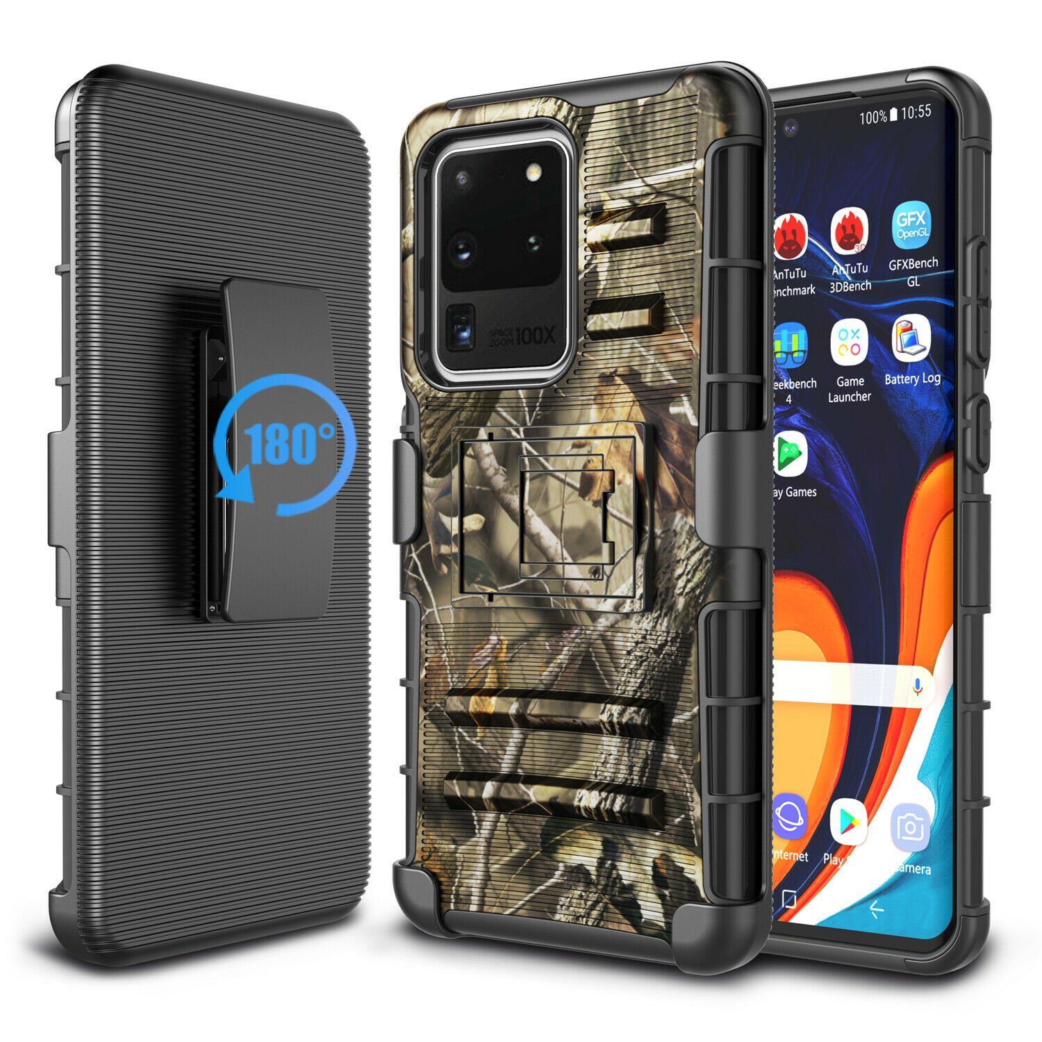UNA SELLER For Samsung Galaxy S20 Case Clip Holster Stand Cover Camouflage