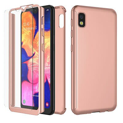 UNA SELLER For Samsung Galaxy A10e Slim Case Cover with Tempered Glass Screen Protector #Rose Gold