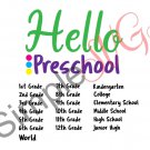 Hello Preschool, Other Grades Cut File