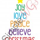 Joy, Love, Peace, Believe, Christmas Cut File