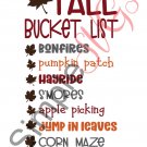Fall Bucket List Sign Cut File