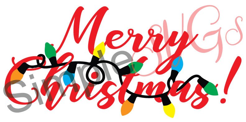 Merry Christmas With Lights Cut File