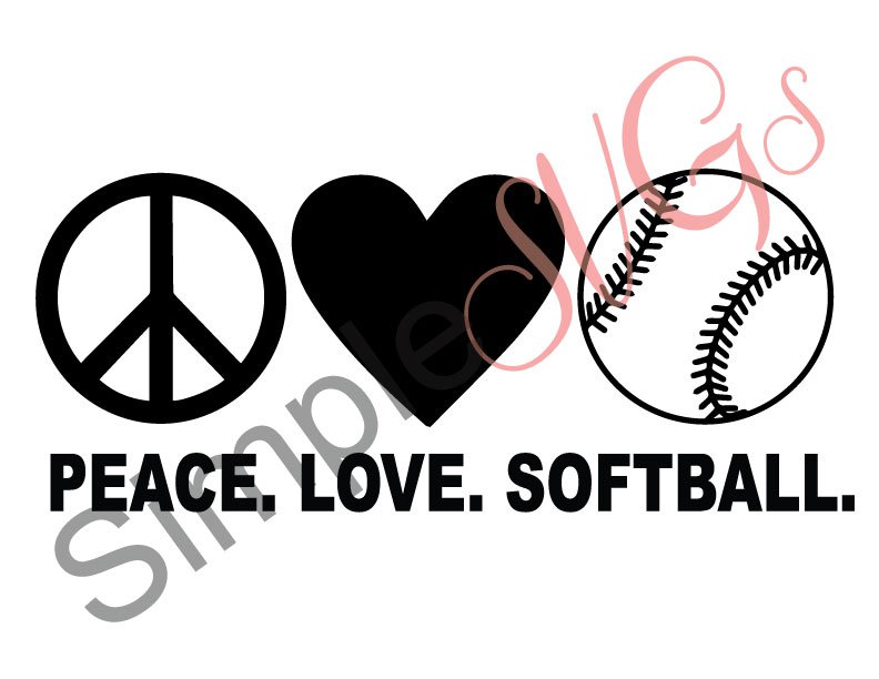 Peace. Love. Softball Cut File