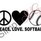 Peace. Love. Softball Cut File