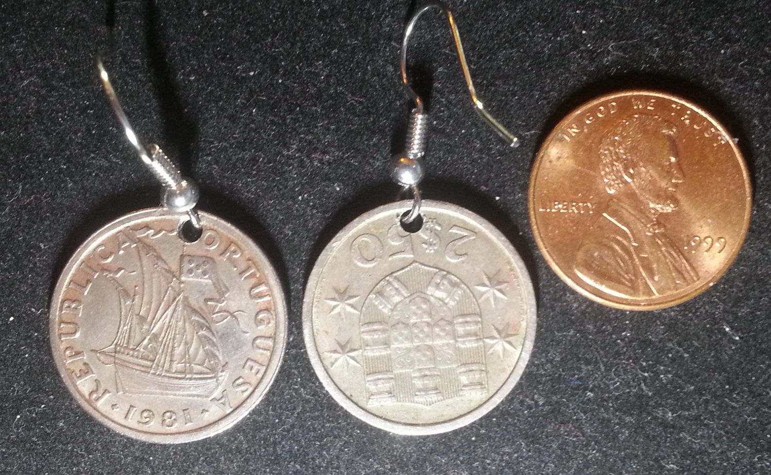 Portugal Real Vintage Coin Earrings boucles d'oreilles