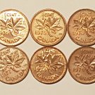 Lot 6 Coin Canada 1 Cent Penny 1974 1975 1976 1977 1978 1979