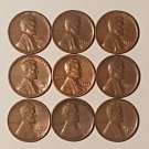 Lot 9 Lincoln Wheat Cent 1950 1951 1952 1953 1955 1956 1957 1958