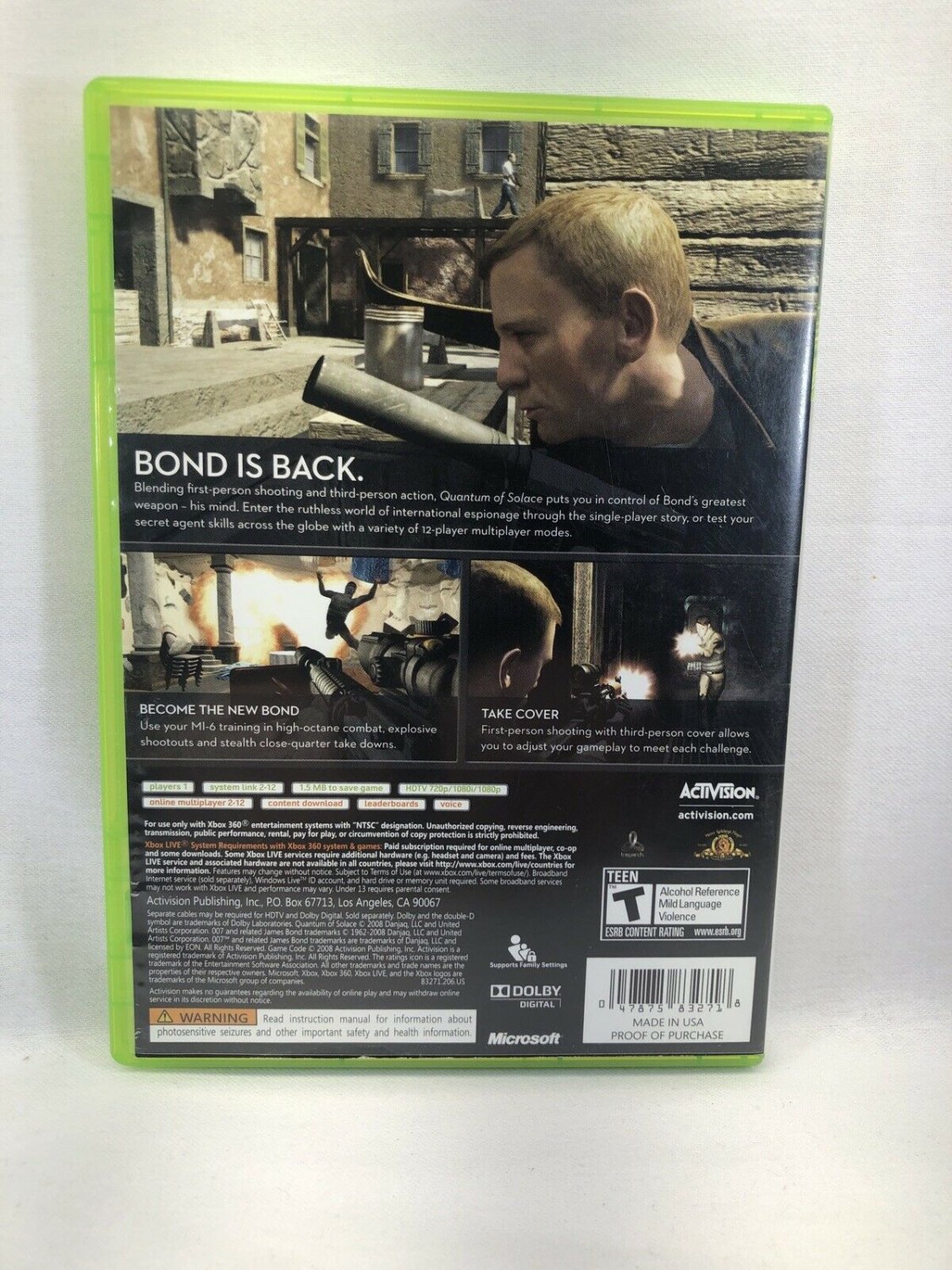 James Bond 007 Quantum of Solace Xbox 360 LIKE NEW with BOOKLET