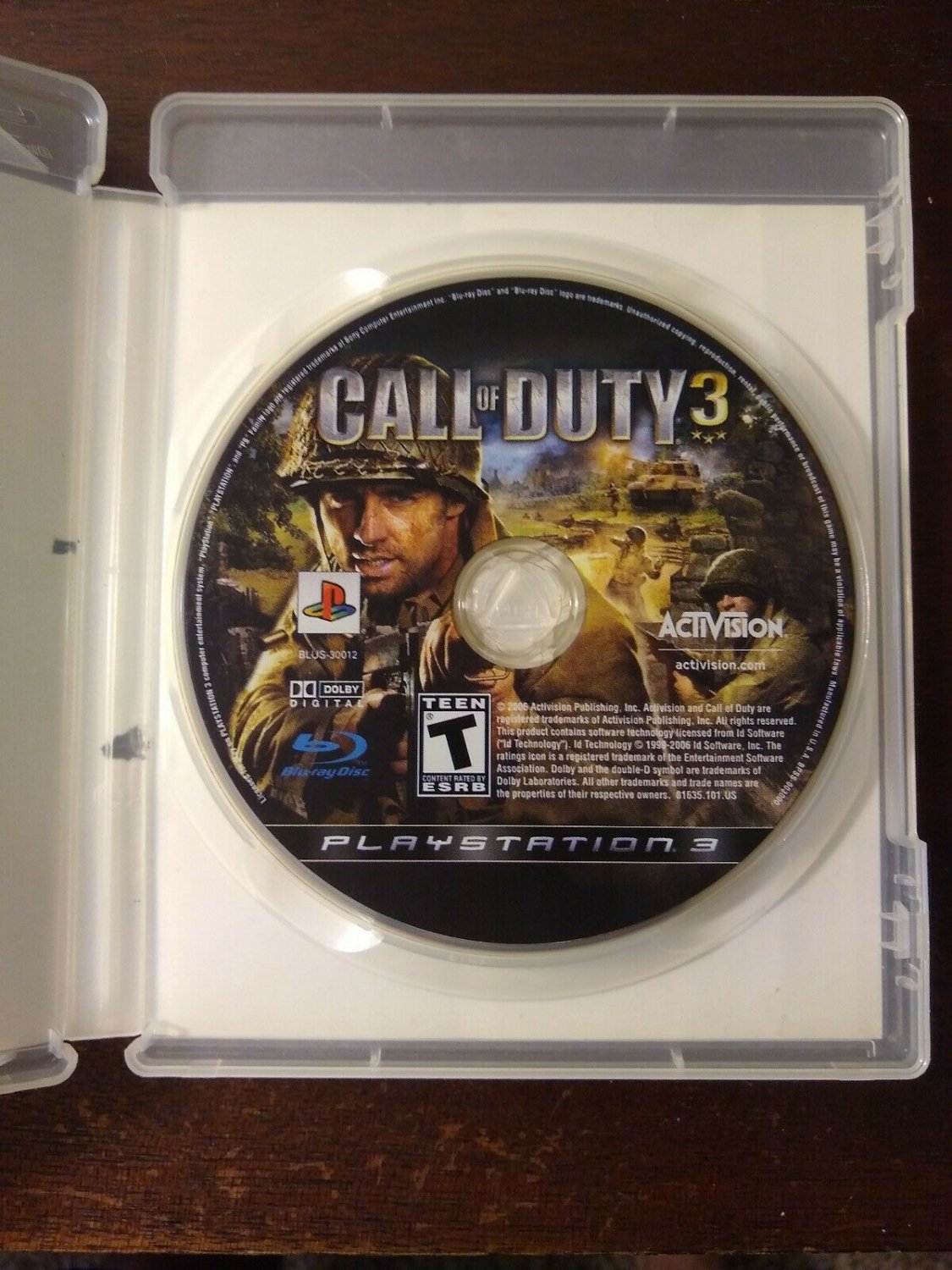 Call of Duty 3 (Sony PlayStation 3) DISC & Case LIKE NEW NO BOOKLET