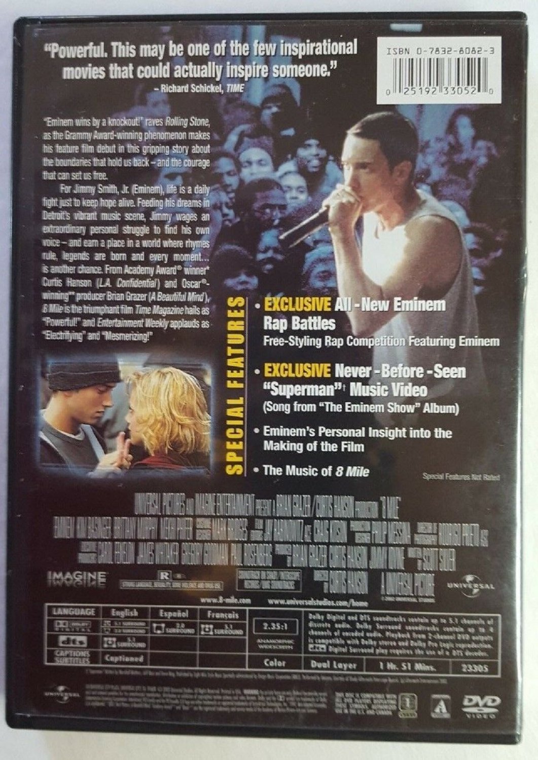 8 Mile (DVD, 2003, Widescreen Bonus Materials) VERY GOOD condition