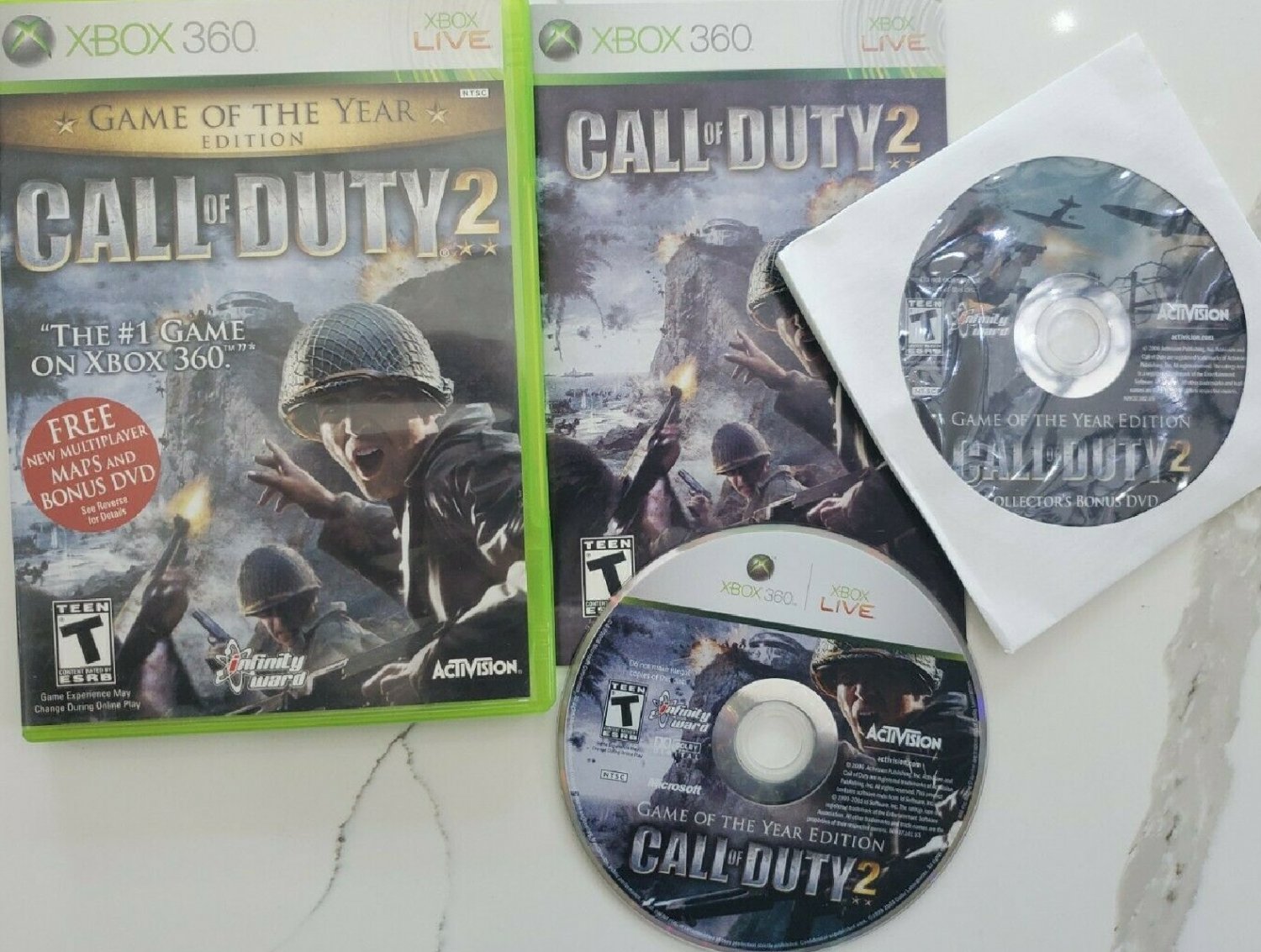 Call of Duty 2 includes bonus disc, booklet Game of the Year Edition Xbox 360 Game LIKE NEW