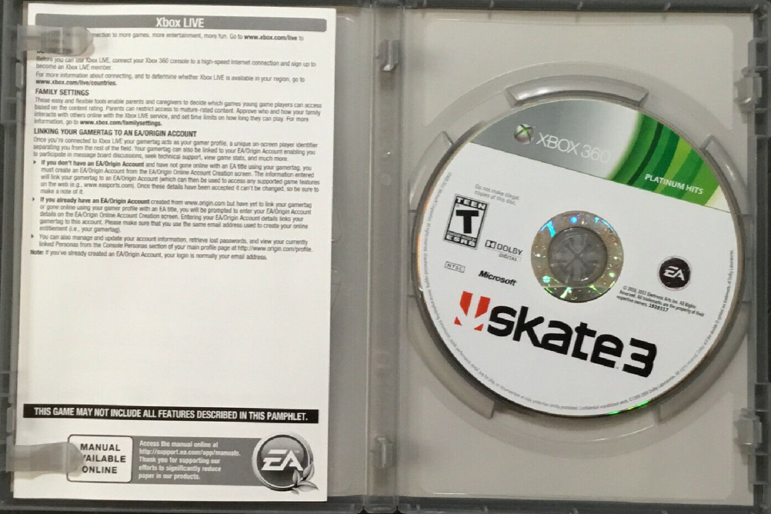 Skate 3 Platinum Hits (Xbox 360) EXCELLENT! CIB with INSERT