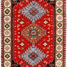 2 X 4 Hand Knotted Geometric Designed Red Color New Area Rug for living rooms