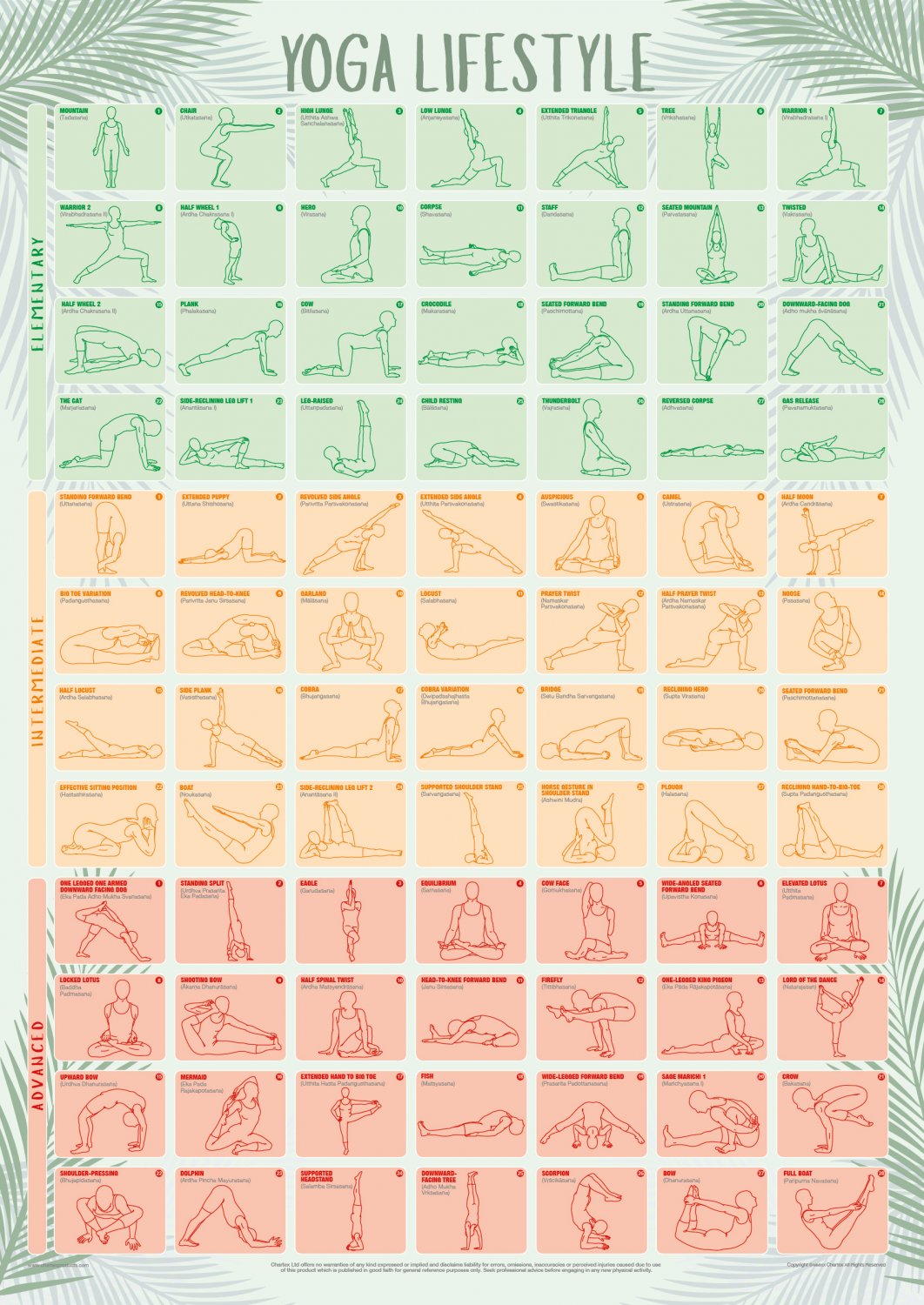 Yoga Poses Chart - A1 Size Paper Format