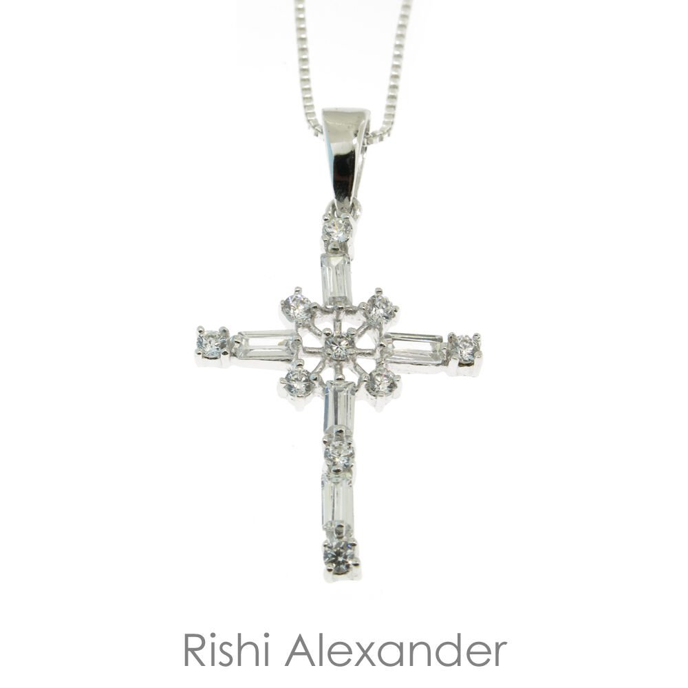 925 Sterling Silver CZ Snowflake Cross Pendant without chain From USA
