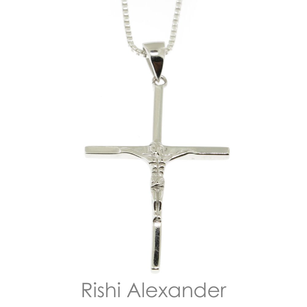 925 Sterling Silver Crucifix Cross Pendant with 20" Chain From USA