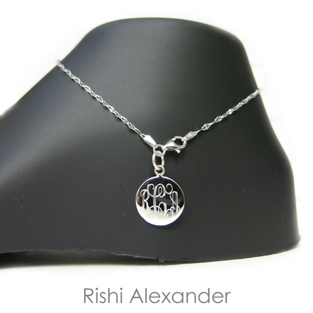 925 Sterling Silver Delicate Coffee Link Monogram Personalized Anklet 9" Inch From USA