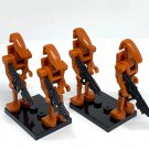 KoloToys 4X B-1 Battle Droid Minifigures Star Wars Geonosis Droids with E-5 Blasters (Dark Orange)
