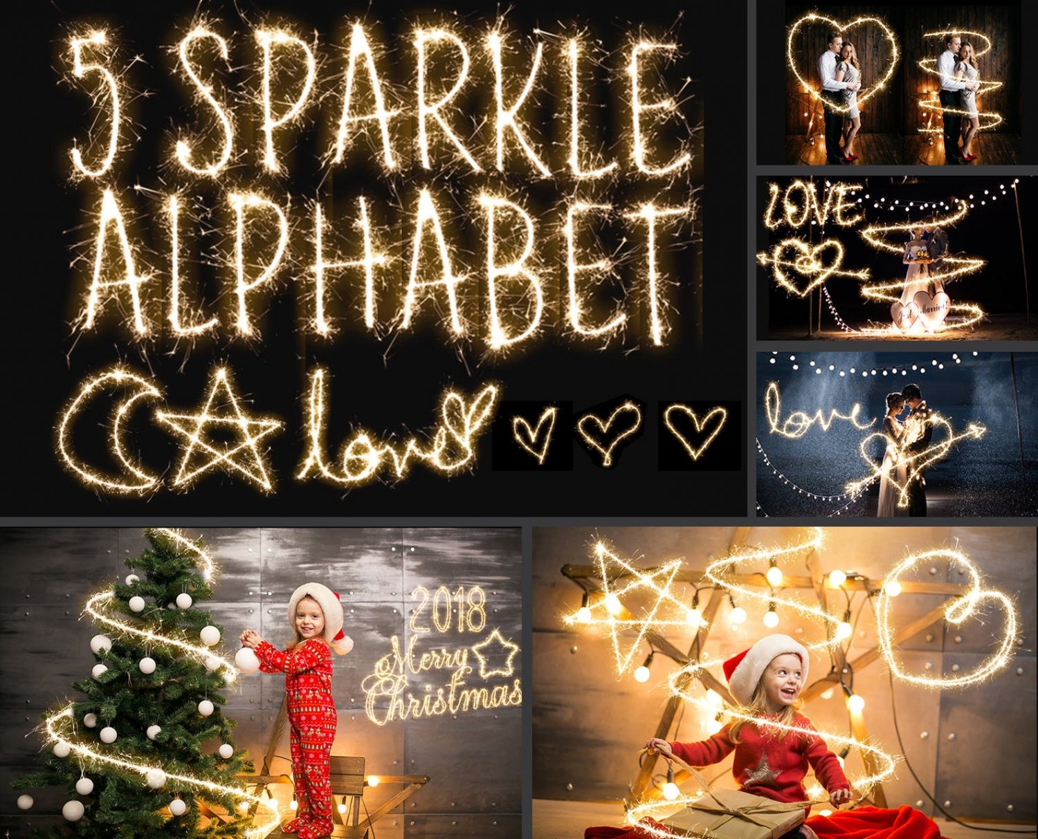 Sparklers fonts: wedding :Photo Overlays, photoshop Overlays,PNG