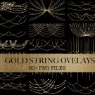 Gold String Light overlays: String Light photoshop overlays PNG format