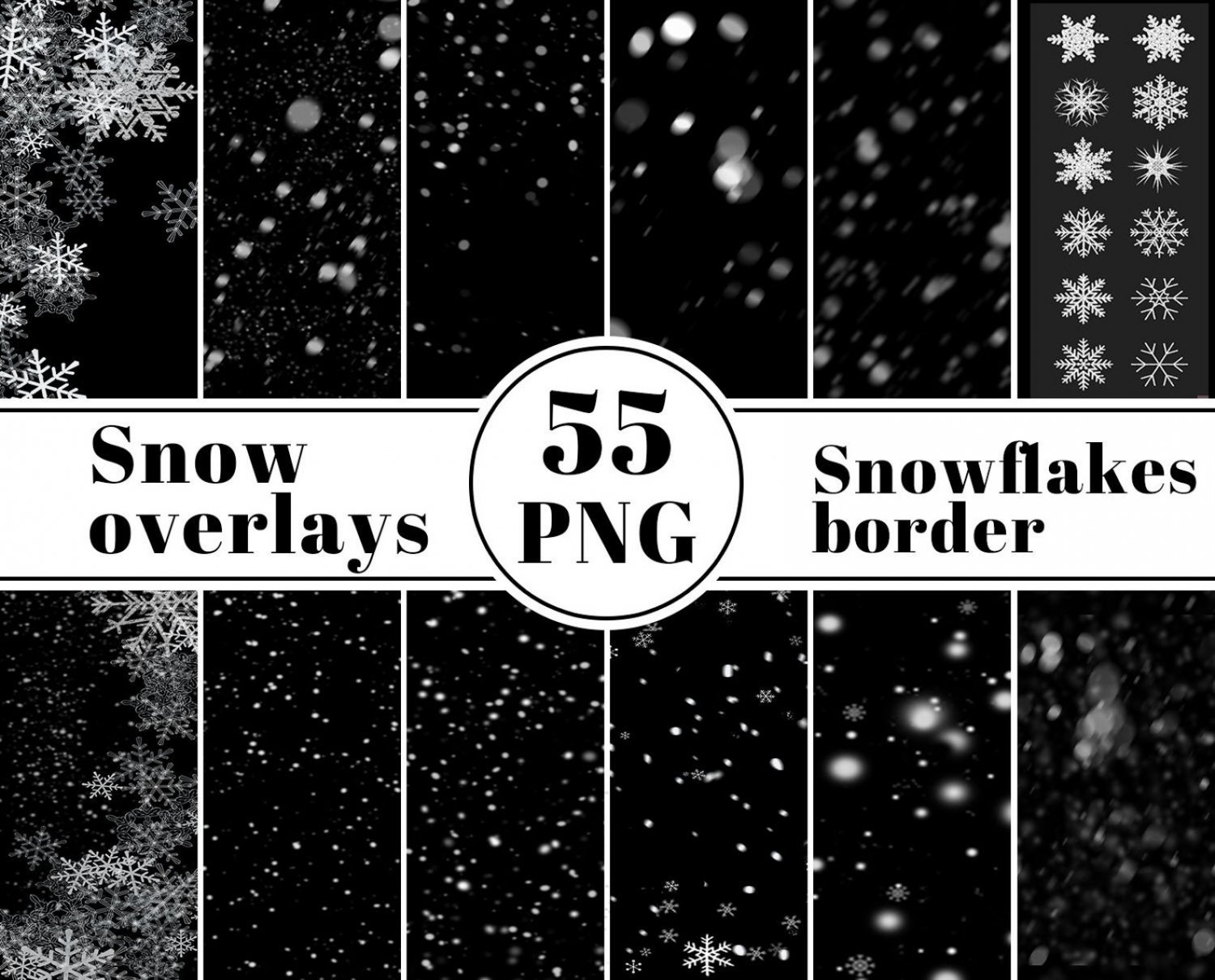 55 snow overlays:snowflake snowfall photoshop overlays