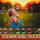 120 Blowing soap bubble overlays:Photography Bubble PNG overlays