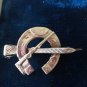 Antique VICTORIAN 1872 H/M SILVER PIN BROOCH LUCKY HORSESHOE EQUESTRIAN !!!