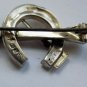 Antique VICTORIAN 1872 H/M SILVER PIN BROOCH LUCKY HORSESHOE EQUESTRIAN !!!