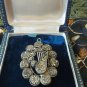 Antique VICTORIAN Sterling Silver BROOCH PENDANT SET WITH STONE CHIPS - HEAVY!!!