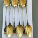 ANTIQUE VINTAGE SET OF SIX ARRAS FRENCH TEASPOONS GILT FINISH!!!