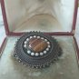 Vintage Sterling Silver 925 & Banded Agate Israel Brooch Pin