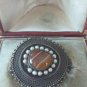 Vintage Sterling Silver 925 & Banded Agate Israel Brooch Pin