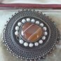Vintage Sterling Silver 925 & Banded Agate Israel Brooch Pin