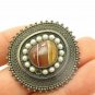Vintage Sterling Silver 925 & Banded Agate Israel Brooch Pin