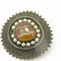 Vintage Sterling Silver 925 & Banded Agate Israel Brooch Pin