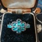 Antique Vintage 1930 Sterling Silver Ring - TOPAZ and DIAMONDS UK Size Q, US 8