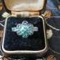 Antique Vintage 1930 Sterling Silver Ring - TOPAZ and DIAMONDS UK Size Q, US 8