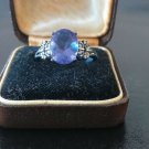 Antique Vintage Edwardian Ring Silver- Sapphire and Zircon Size UK O, US 7