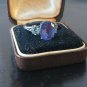 Antique Vintage Edwardian Ring Silver- Sapphire and Zircon Size UK O, US 7