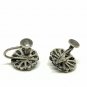 Antique Vintage Victorian Sterling Silver Earrings in Old Box (Sapphire, Zircon)