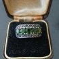 Antique Vintage 1930-s Large Sterling Silver Emerald Ring  UK size O, US 7