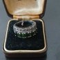Antique Vintage 1930-s Large Sterling Silver Emerald Ring  UK size O, US 7