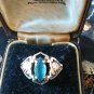 Antique Vintage Edwardian Ring - Aquamarine Silver and 12 k Gold Size UK O, US 7